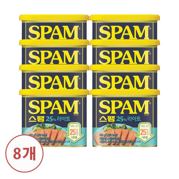 CJ 스팸25% 라이트 340G 8개 (23,900원/무배)1
