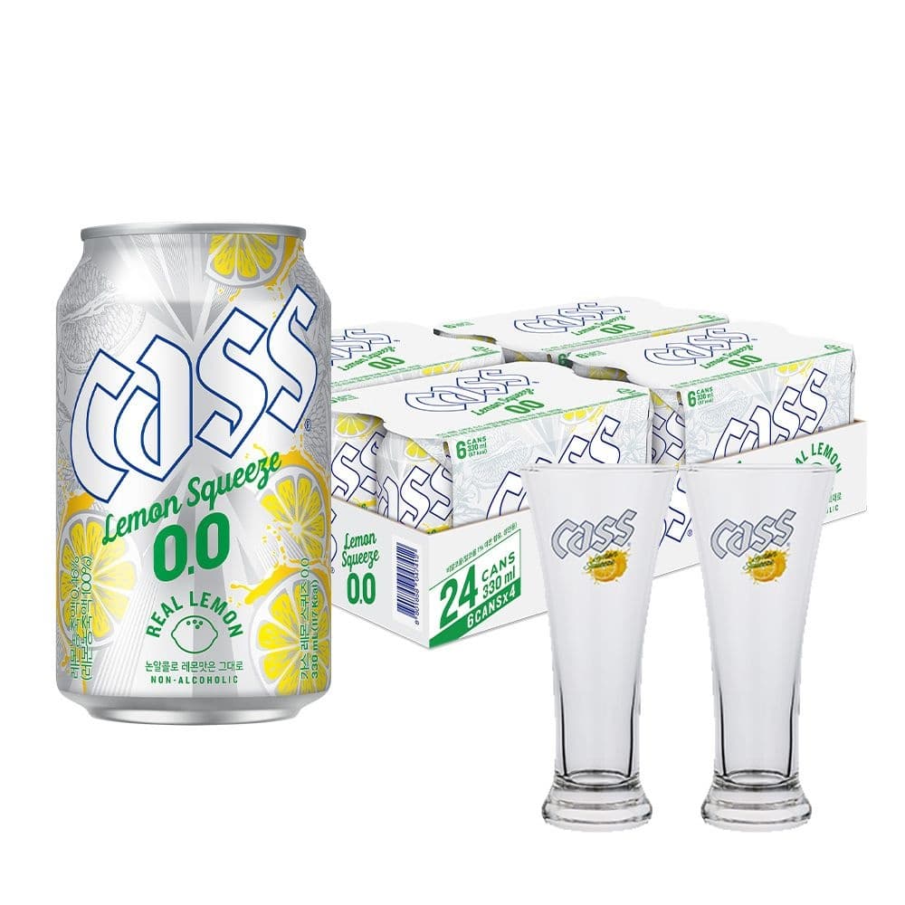 카스 0.0 레몬스퀴즈 제로 330ml x 24캔+카스레몬 전용잔 2개 (18,400원/무료)1