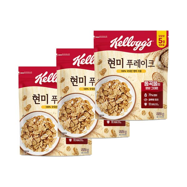 켈로그 현미후레이크, 550g, 3개 (12,730원/무료)3