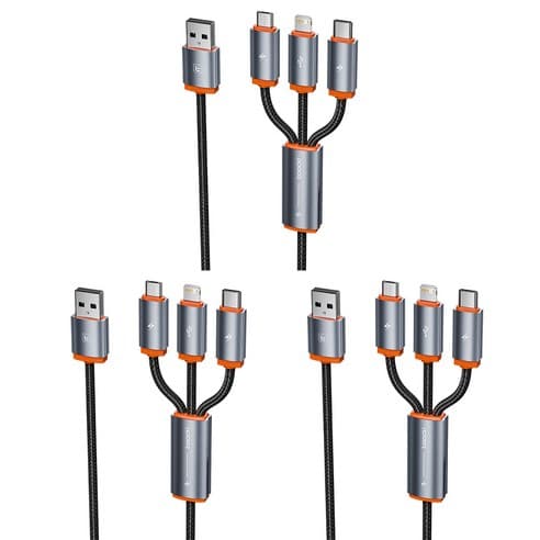 Toocki 3 in 1 멀티 고속충전 케이블 3in1케이블 c타입 고속 충전기 케이블 (3개 7900원/무료배송)6