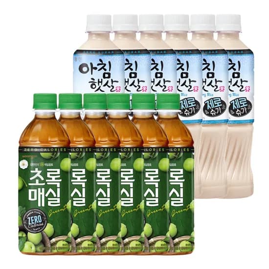 웅진식품 초록매실 제로+아침햇살 제로슈가 500ml 12페트(10,770원/무배)3