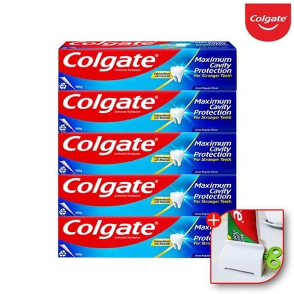 콜게이트 고불소 레귤러 치약 100g x 5개 치약짜개