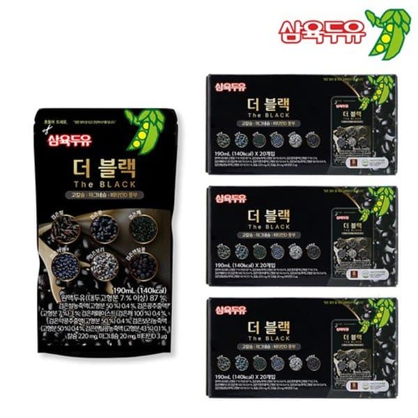 삼육두유 더블랙 프리미엄 두유 파우치 190ml 60팩