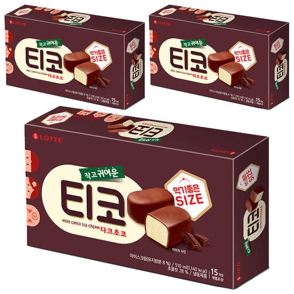 롯데웰푸드 티코 다크초코 510ml 15개입 3개