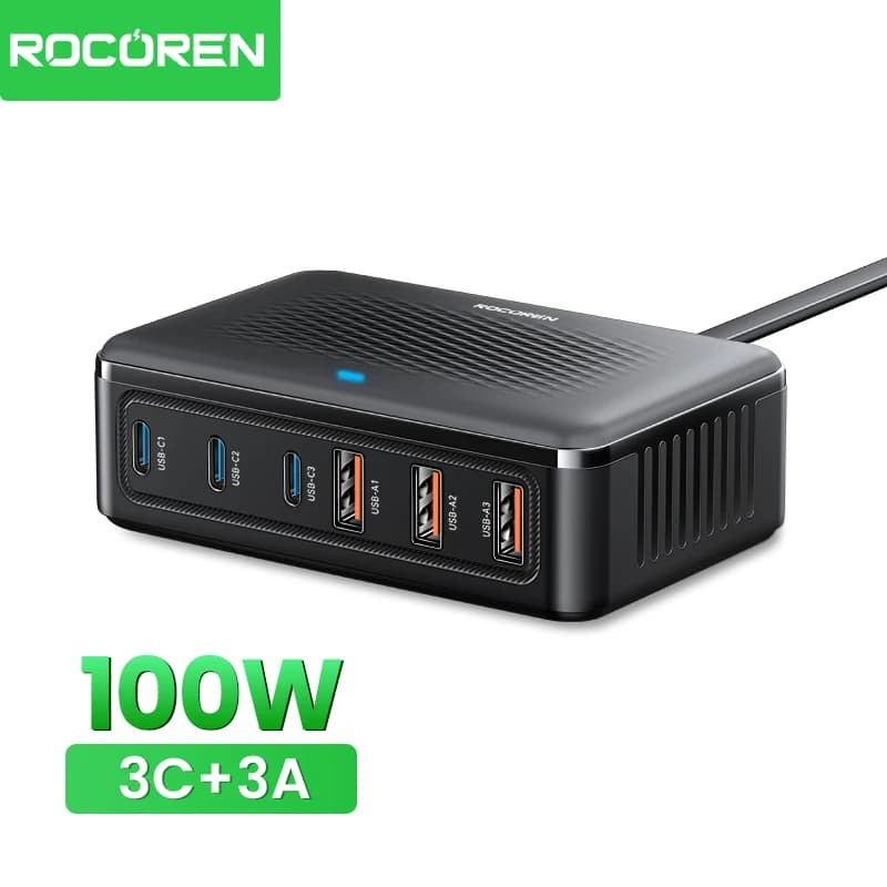 Rocoren 100W GaN 충전기 6 포트($8.02/무료)1