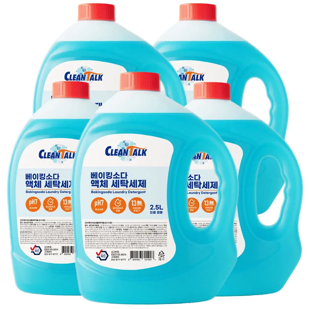 크린톡 베이킹소다 액체 세탁세제 2.5L x 5개 (7,297원/무료)