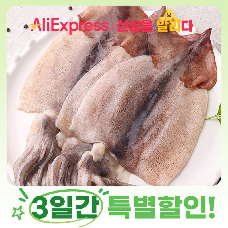코인딜 손질 오징어 500~600g 특대 진공포장 (7,031원/무료)