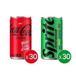 코카콜라 제로 190ml 30캔 스프라이트 제로 190ml 30캔 총 60캔