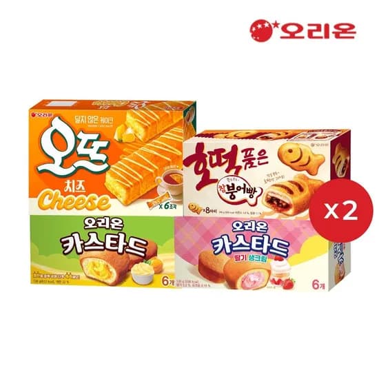오리온 참붕어빵 8개입 2개 오뜨 치즈 6개입 2개 카스타드 6개입 2개 딸기생크림 6개입 2개