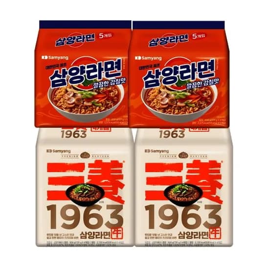 삼양1963 4입 x 팩(우지라면) + 삼양라면 5입 x 2팩(총18입)(15,960/무료)2