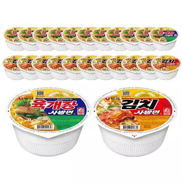 농심 육개장사발면, 86g, 12개 + 김치사발면 86g,12개 (20,280원/무료)