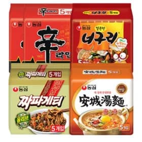 신라면 10입 안성탕면 5입 너구리 5입 짜파게티 5입 총 25봉