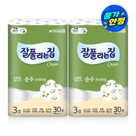 잘풀리는집 순수프리미엄 천연펄프 3겹 화장지 30M 30롤 팩 (25,720원/무료)2