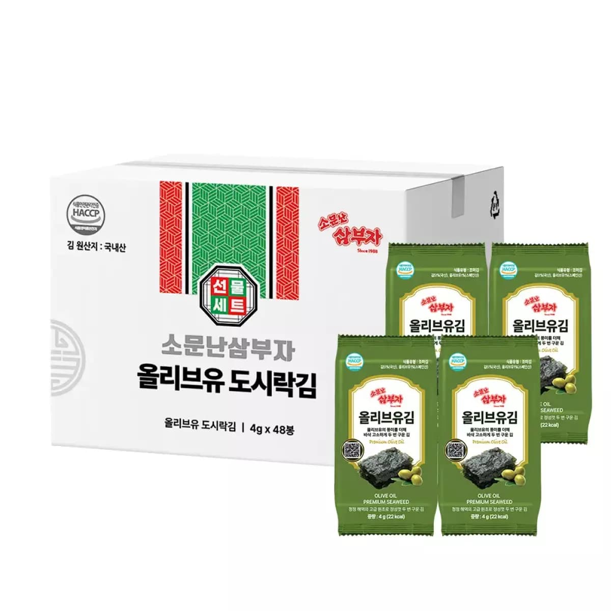소문난삼부자 올리브유 도시락김 4g 48봉(14,900원/무료)