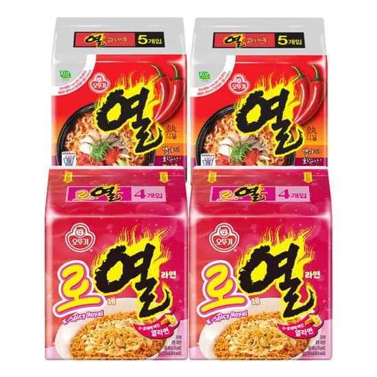 오뚜기 로제열라면 2팩+열라면 2팩 (총18개입) (10,980원/무료)