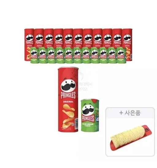 프링글스 오리지날 110g, 12개 + 양파맛 53g, 12개 + 증정(프링글스 트레이, 1개) (29,360원/무료)