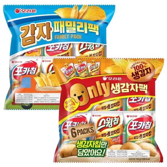 오리온 감자 패밀리팩, 180g 1개 + 온리 생감자팩 180g 1개 9,990원 (무료)