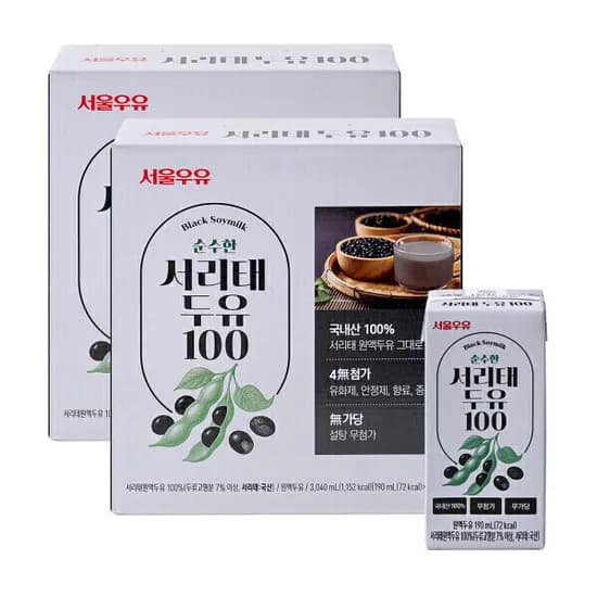 서울우유 서리태 두유 190ml 32팩 (19,450원/무료)