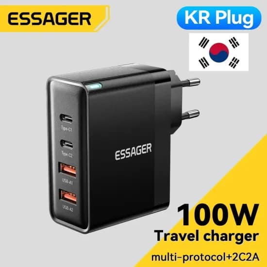 Essager 한국플러그 100W USB C타입 GaN 충전기