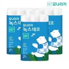 최저가) 한예지 천연펄프 화장지 3겹 30m 3팩(2.1만), 모나리자 30m 3팩(2.5만)