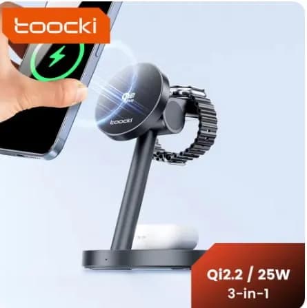 KR 플러그 toocki  3-in-1 Qi2.2 마그네틱 무선 충전기 25W ($34.19/무료)