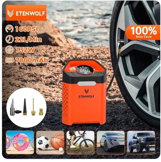 ETENWOLF 휴대용 공기펌프 V3 S3 20개 WORX 무선 드라이버 WX242 20개