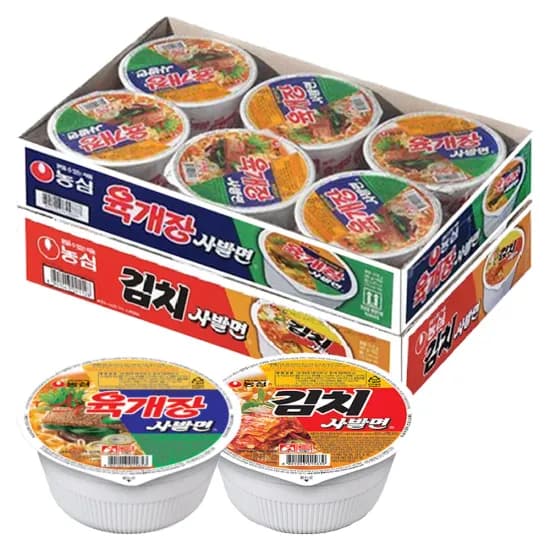 농심 육개장사발면 6개 + 김치사발면 6개 (9,300원/무료)