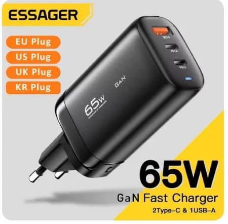 한국플러그 Essager 65W GaN 충전기($8.79/무료)
