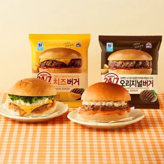 사조공식샵]오리지널버거 150g*4개/치즈버거 160g*4개 (14,725원/무료)