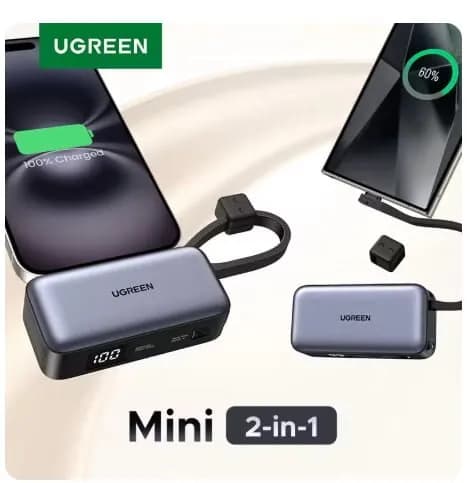 UGREEN 휴대용 스탠드 보조배터리 PD20W 5000mAh ($13.66/무료)