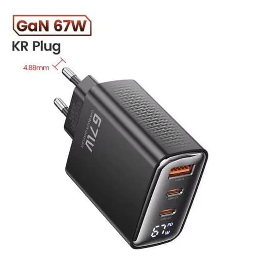코인특가) Toocki 67W GaN 충전기 KR플러그($6.88) 40W GaN 충전기($3.81)