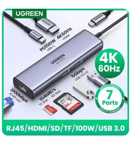 UGREEN USB 허브, 7-in-1 C타입 (22,461원)무배