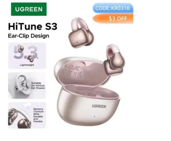 UGREEN 오픈형 클립 귀걸이형 무선 이어폰 ($10.79) 무배
