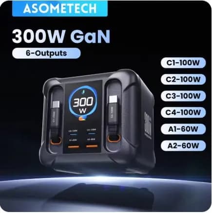 KR플러그 ASOMETECH 300W GaN USB 충전기 ($28.66/무료)
