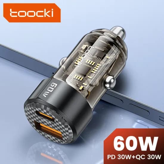 Toocki 60w 자동차 충전기 30wUSB A + Type C PD30w 고속 충전 자