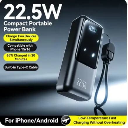 10000mAh 22.5W 고속 충전 미니 보조배터리($11.06/무료)