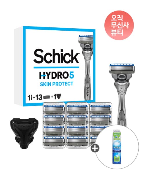 쉬크 하이드로5 스킨프로 날13입 면도기 케이스1개 스킨디펜스 쉐이브젤 199g