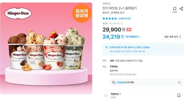 하겐다즈 파인트 2+1 골라담기