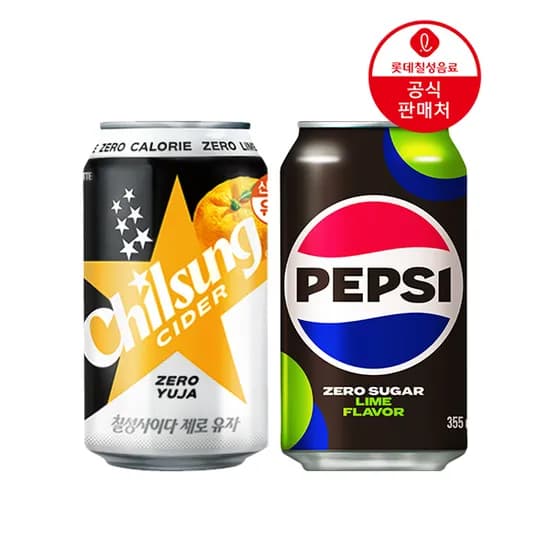 칠성사이다제로 유자 355ml 24캔+펩시제로 라임 355ml 24캔