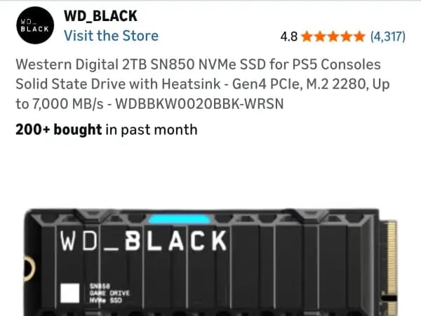 WD 2TB SN850 NVMe SSD 199.64불