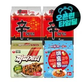 농심 신라면 10개+짜파게티 5개+배홍동 4개(10,900원/무료)