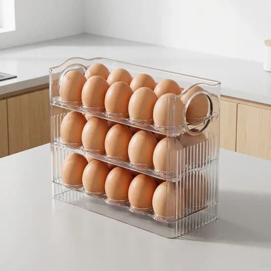 자동 계란 트레이 보관함 투명 26x10x20cm 1개
