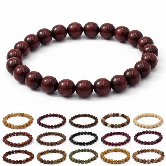 프리미엄 나무 염주 팔찌 홍산지 6mm 5,400원
