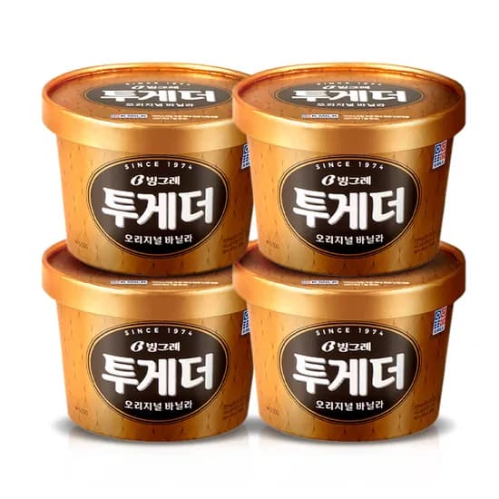 빙그레 투게더 오리지널 바닐라, 900ml, 4개