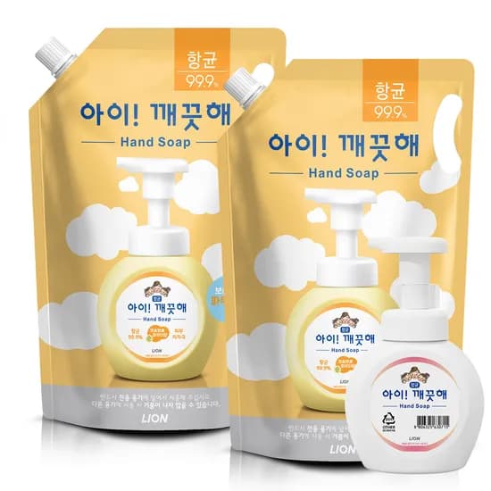 아이깨끗해 핸드워시 리필, 1.8L 2개, 250ml 공용기 증정