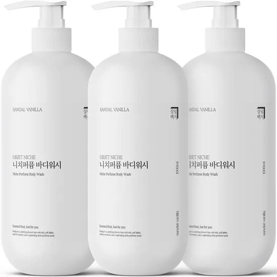 살림백서 오브제 니치퍼퓸 바디워시, 샌달바닐라, 1L, 3개