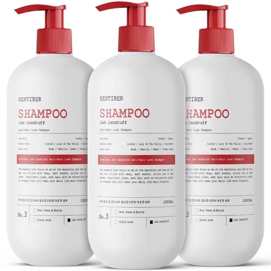 센티베르 탈모증상완화 비듬 샴푸 약산성 대용량 두피 쿨링 정수리냄새 1000ml 3개