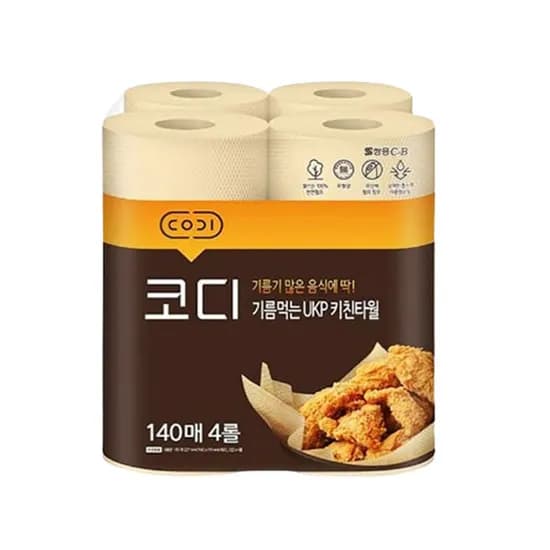 코디 기름먹는 UKP 키친타월 2겹, 140매, 4롤, 1개