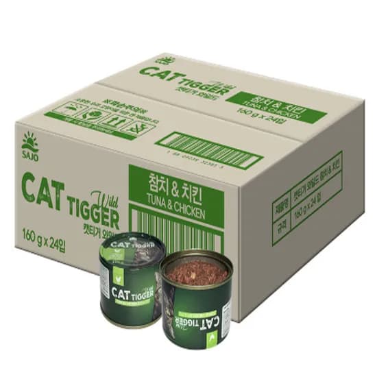 사조 캣티거 와일드, 참치 160g 12캔 + 치킨 160g 12캔, 24캔