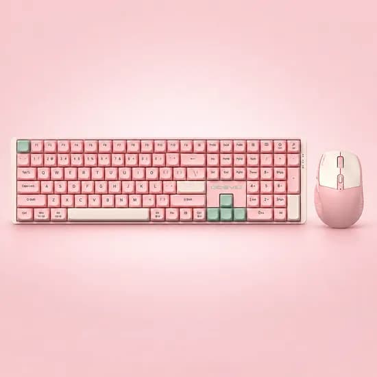 지데빌 하이엔드 무선 기계식 키보드 마우스 세트 MK850W 핑크 일반형